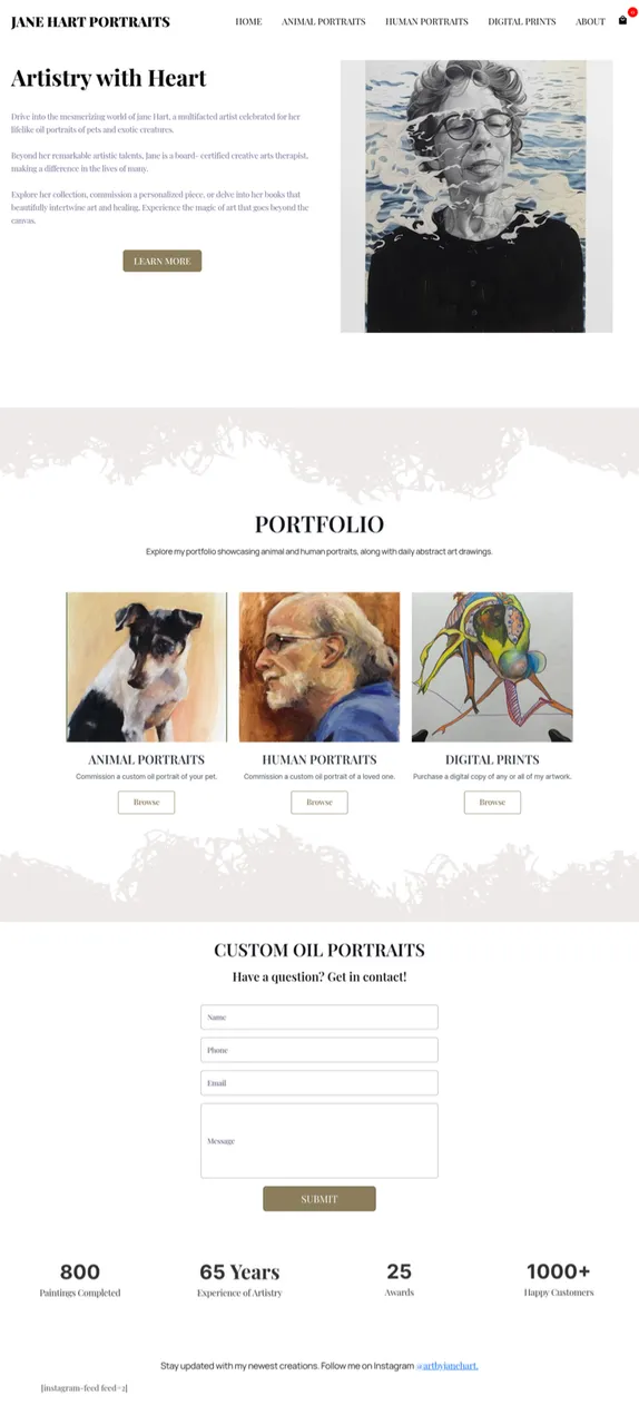janehartportraits.com homepage