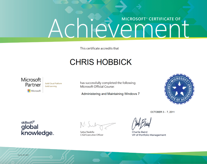 chris hobbick certificate