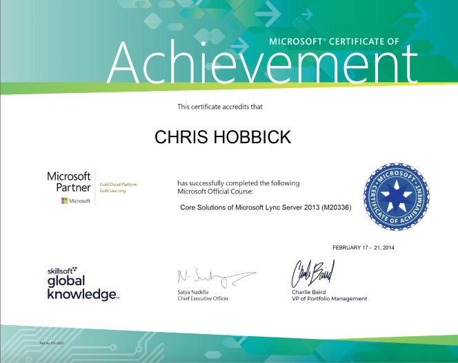 chris hobbick certificate