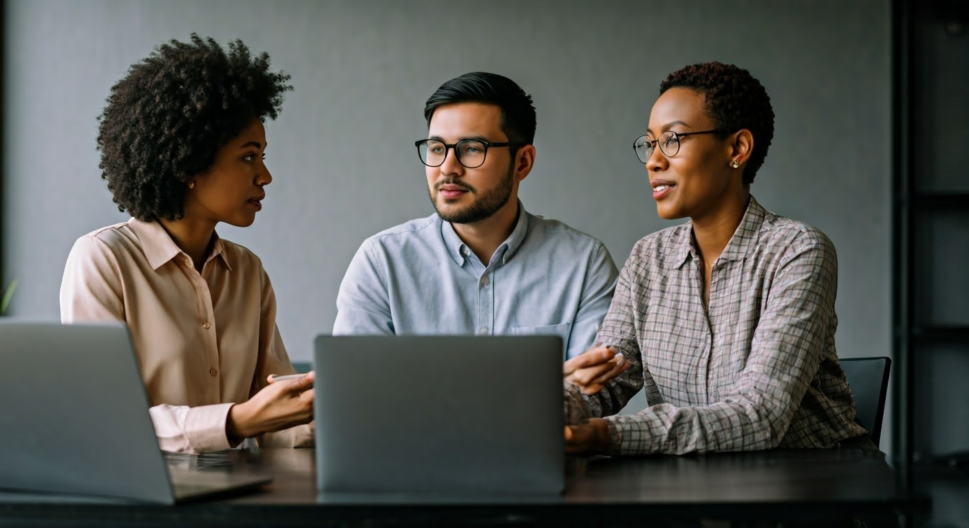 Professionals discussing IT support services